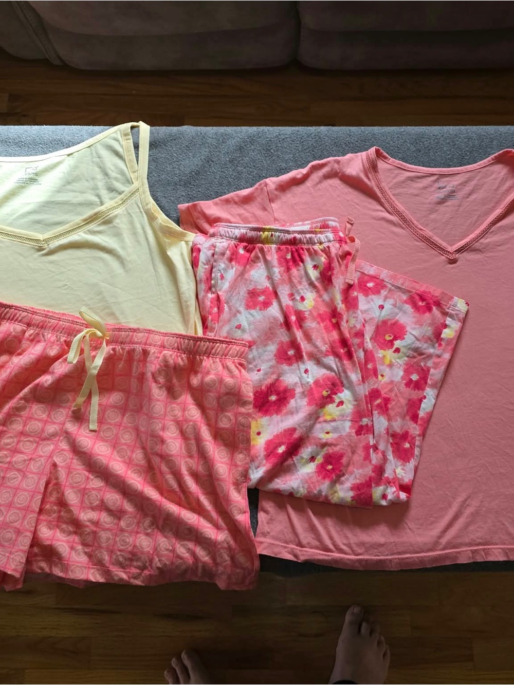 Felina Pink & Cream Women's Pajama Set with Floral Pants